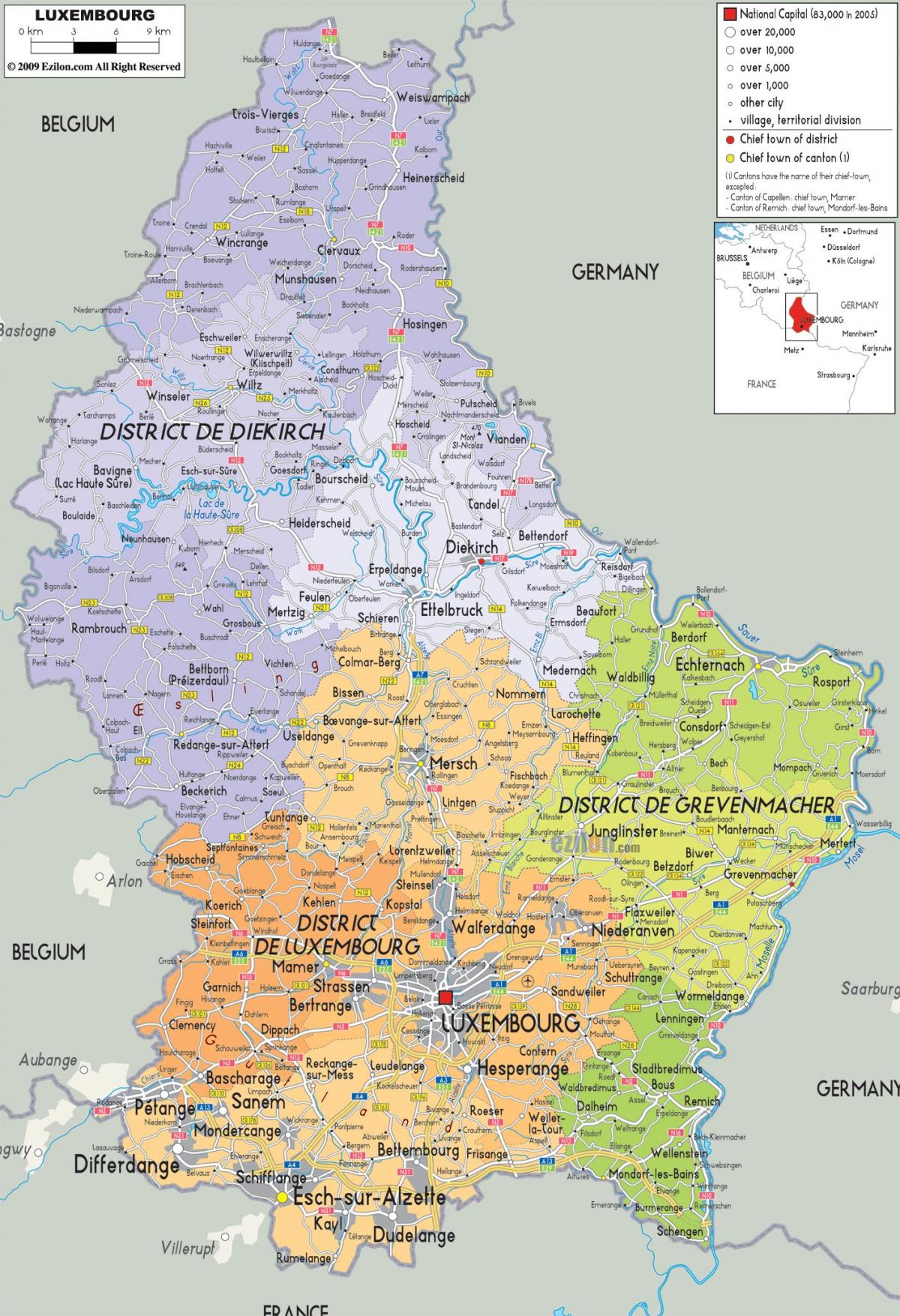 Luxembourg nước bản đồ