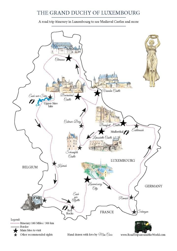 bản đồ của Luxembourg lâu đài
