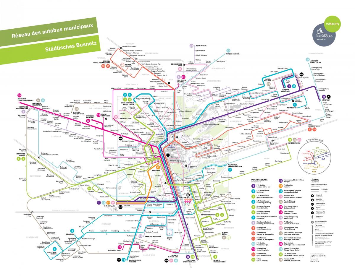bản đồ của Luxembourg giao thông công cộng