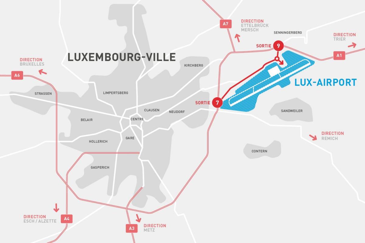 bản đồ của sân bay Luxembourg