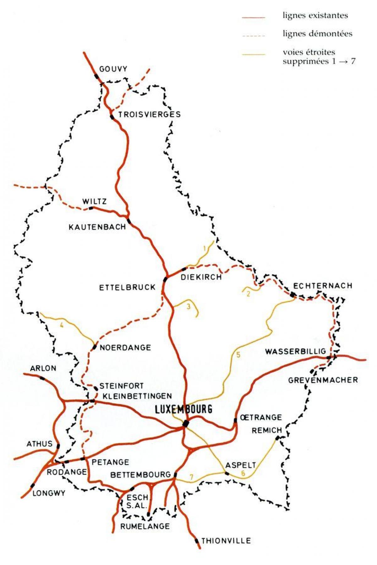 Luxembourg bản đồ đường sắt